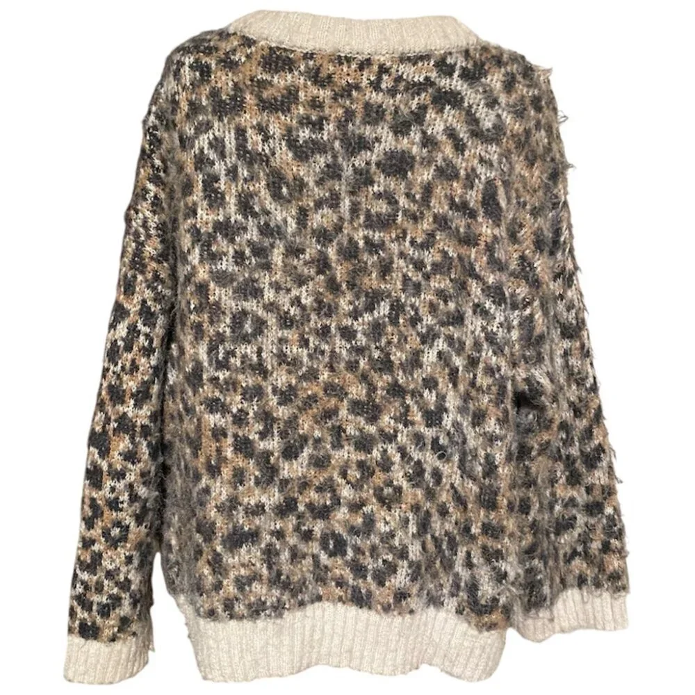 Wild Fable Fuzzy Leopard Print Sweater Size XXL